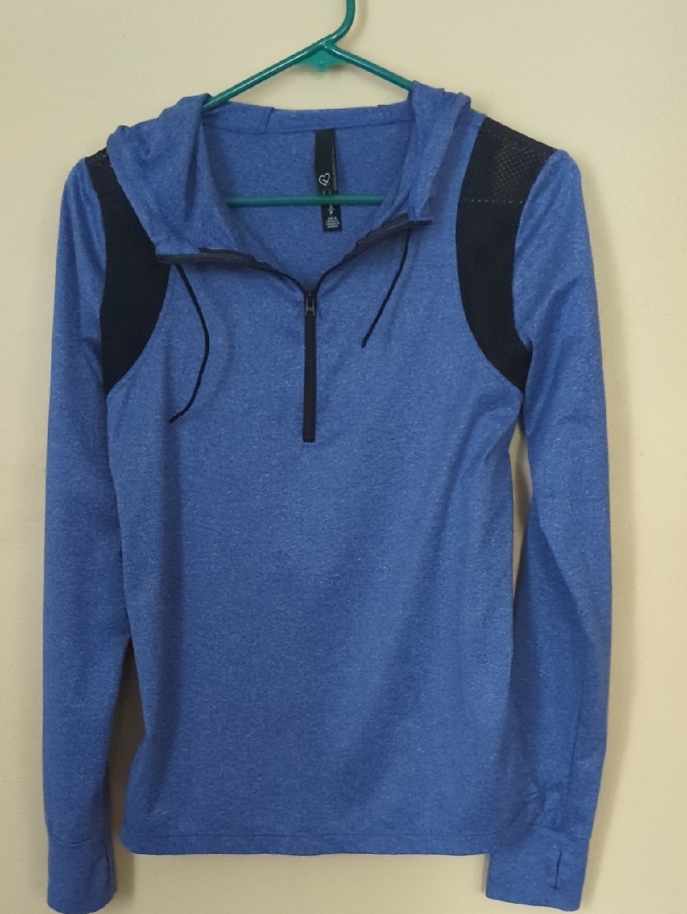 Women's Blue Hooded Quarter-Zip Performance Sweater